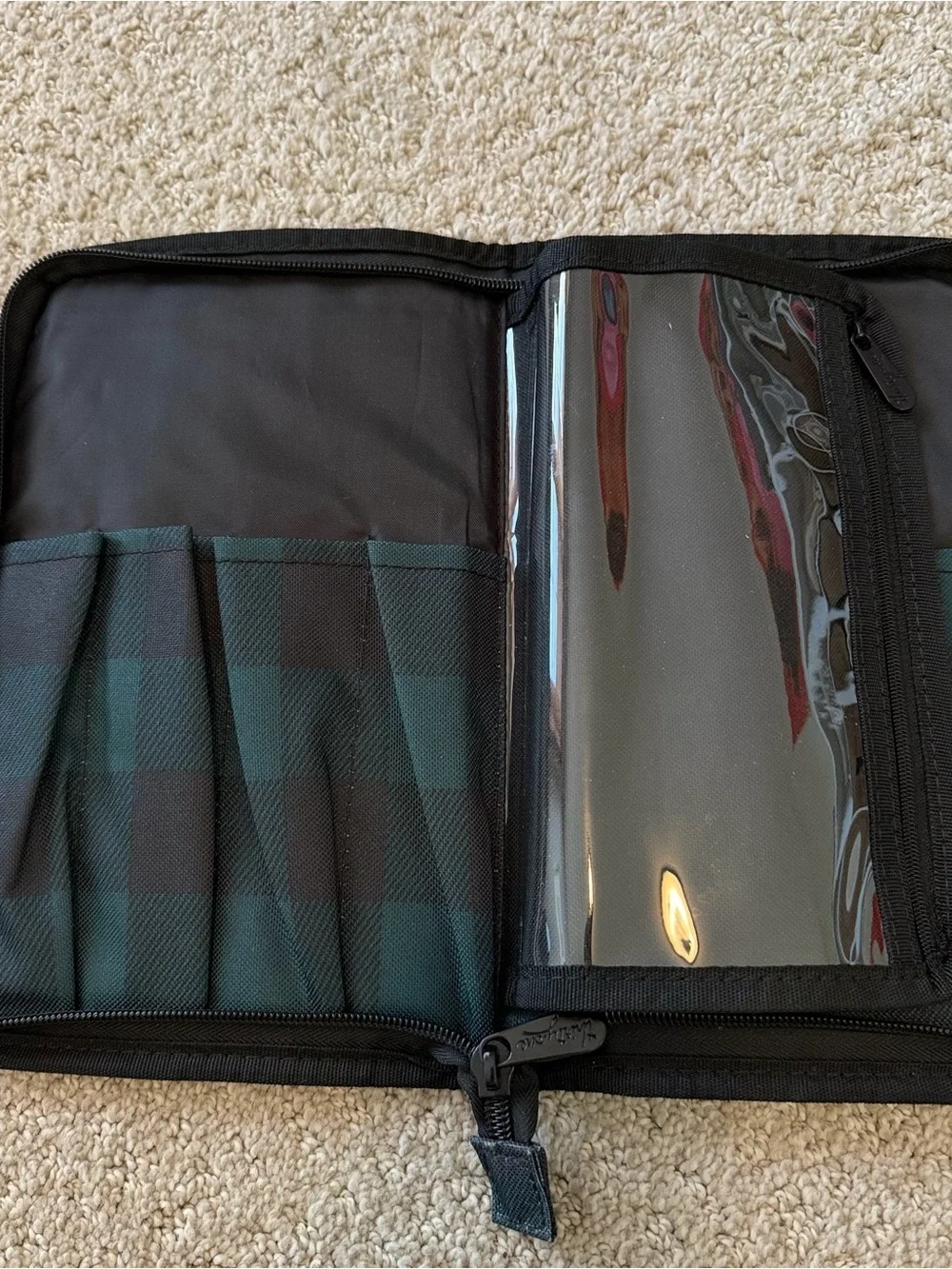 Thirty One GET CREATIVE ZIP POUCH Black Green Organizer Craft Office Teacher